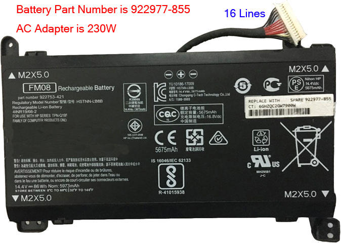 Battery for HP Omen 17-AN013DX laptop